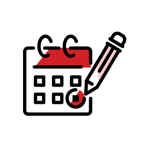 Calendar with a date marked in red and a pencil highlighting the marked day