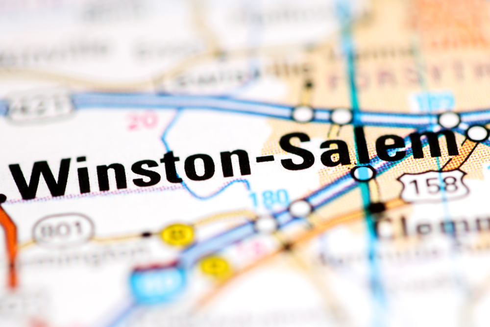 Winston-salem.,North,Carolina.,Usa,On,A,Geography,Map