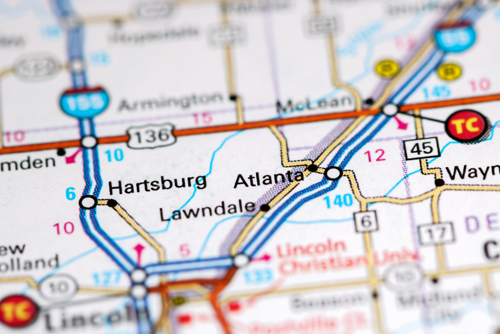 Atlanta.,Illinois.,Usa,On,A,Map