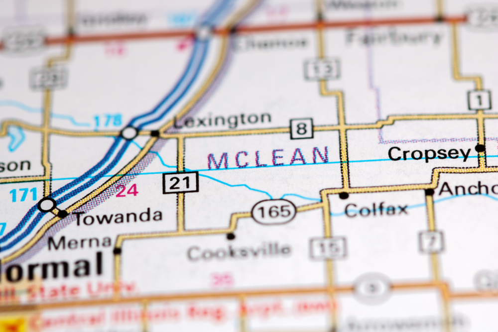 Mclean ,Illinois ,Usa,On,A,Map