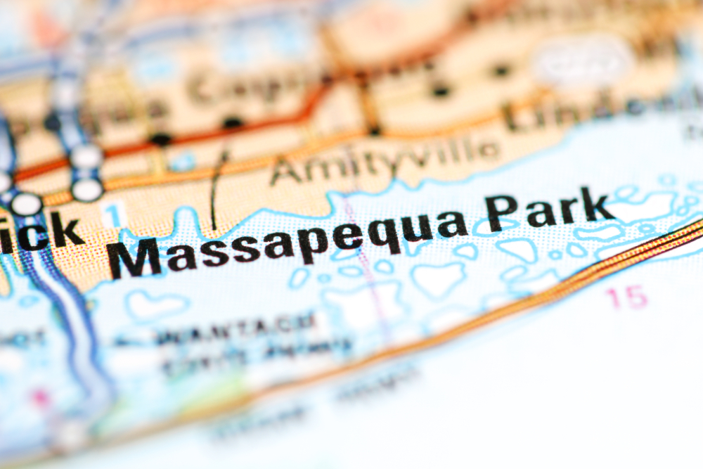 Massapequa,Park ,New,York ,Usa,On,A,Geography,Map