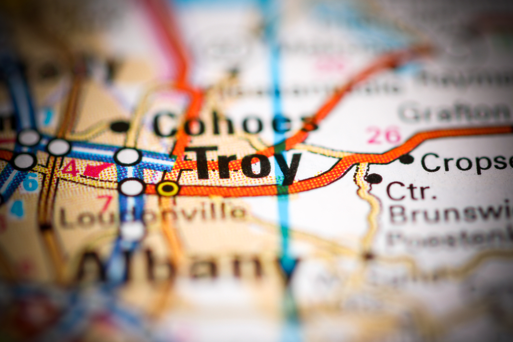 Troy ,New,York ,Usa,On,A,Geography,Map