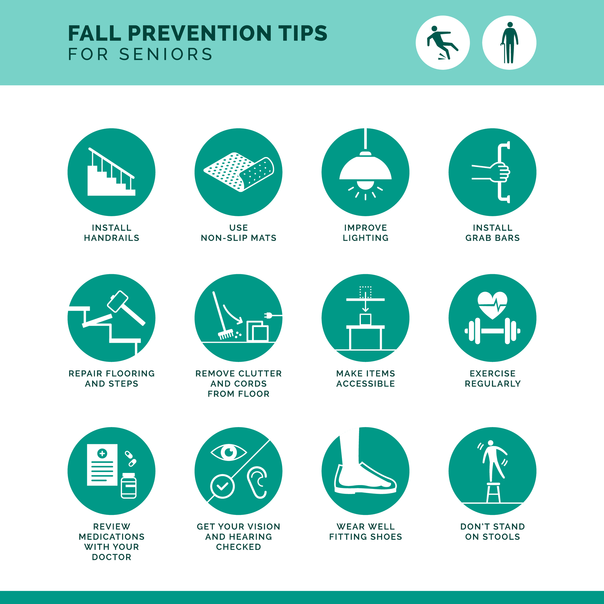 Senior,Fall,Prevention,Tips,Icons,Set:,Safe,Home,Improvements,And