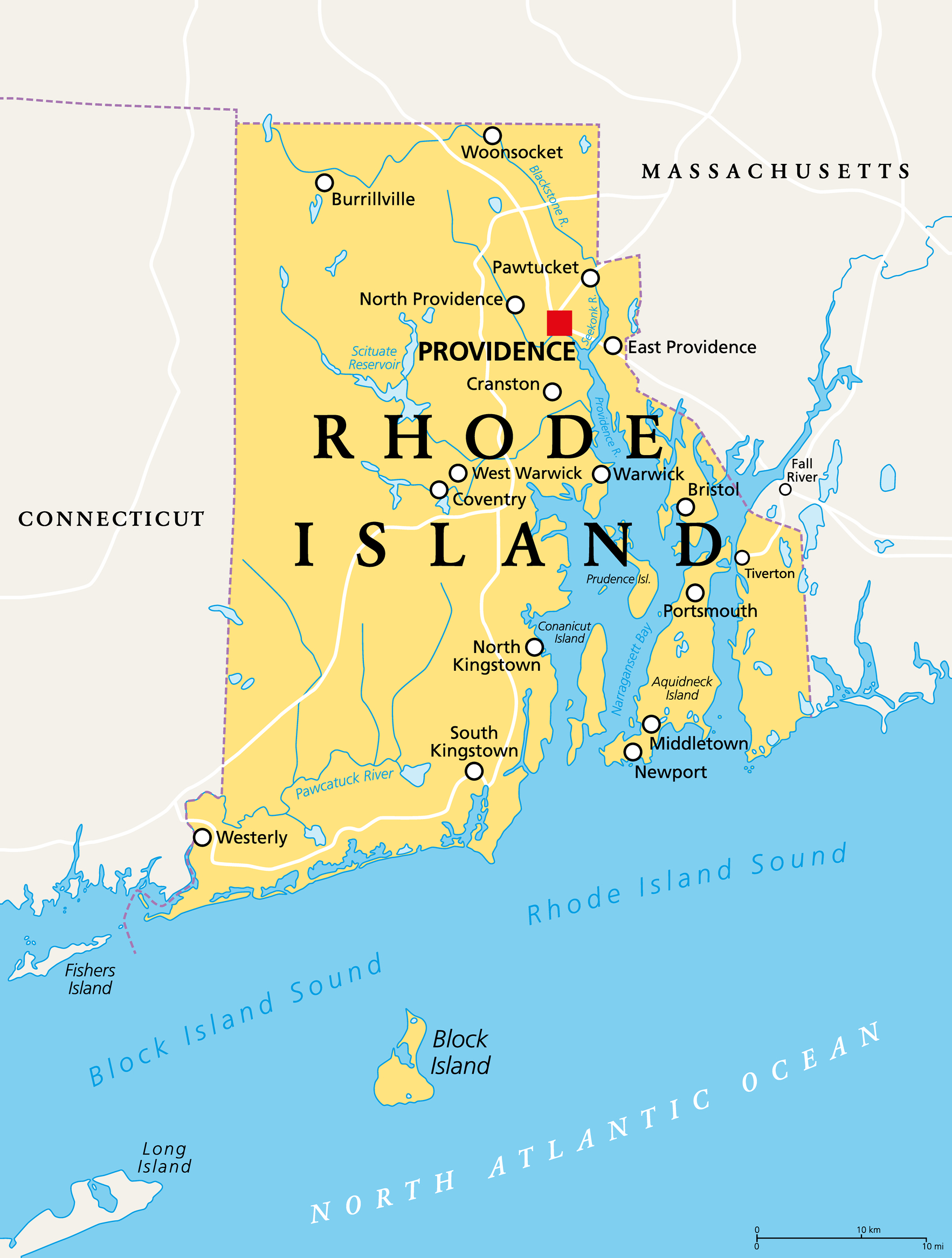 Rhode,Island,,Political,Map,With,The,Capital,Providence.,State,Of