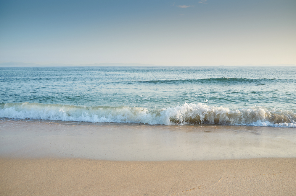 Natural,Minimalist,Seascape,Environment ,Golden,Sandy,Beach,On,Tarifa,Coast