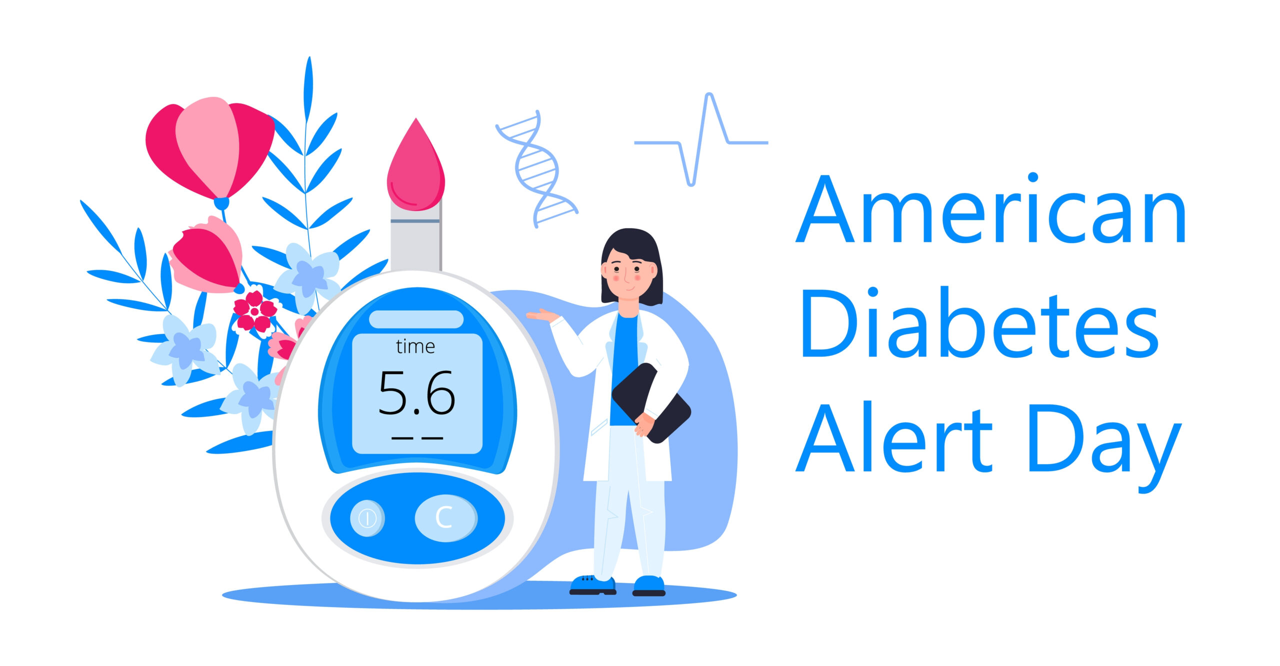 American,Association,Diabetes,Alert,Day,Concept,Vector,In,Flat,Style.