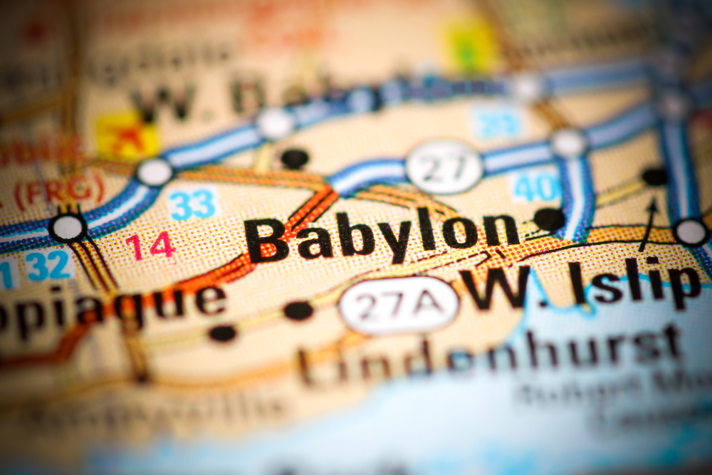 Babylon.,New,York.,Usa,On,A,Geography,Map