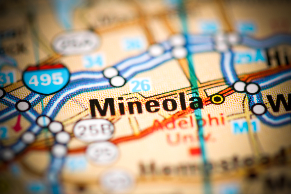 Mineola ,New,York ,Usa,On,A,Geography,Map