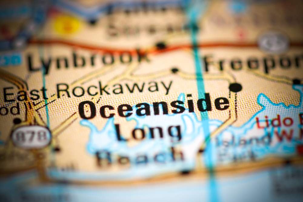 Oceanside ,New,York ,Usa,On,A,Geography,Map