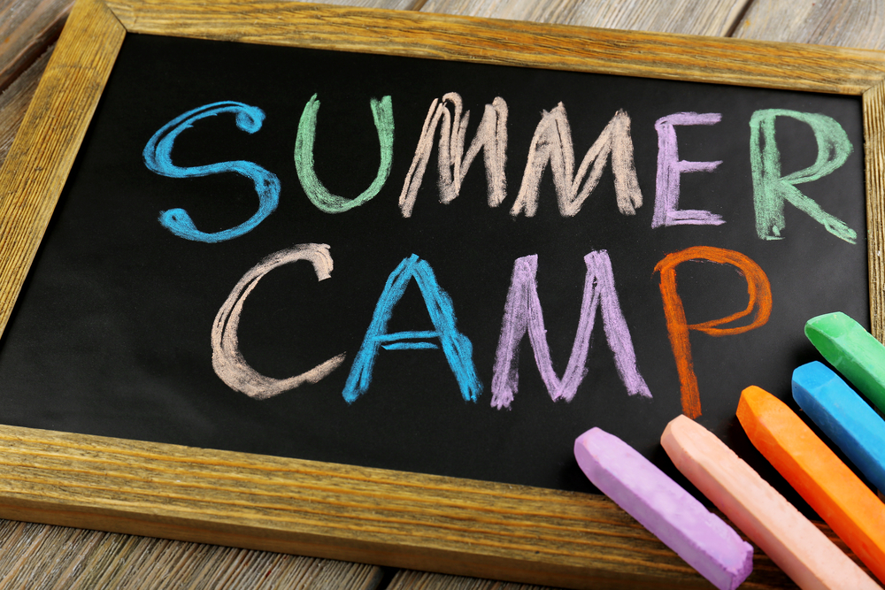 Text,Summer,Camp,Written,With,Chalk,On,Chalkboard,,And,Some