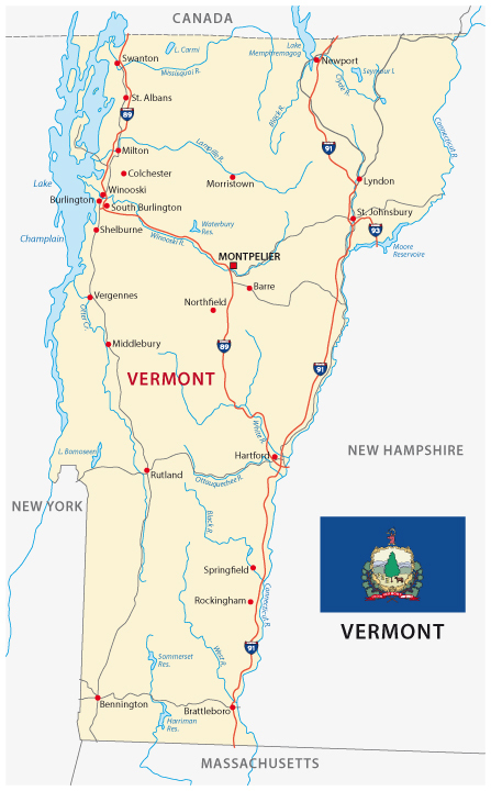 Vermont,Road,Map,